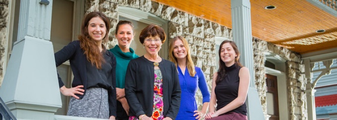 Griswold with students, members of forensic exam team. 