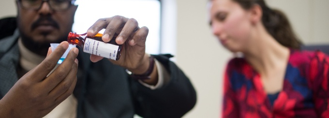 School of pharmacy workshop teaching pharmaceutical health literacy to community members. 