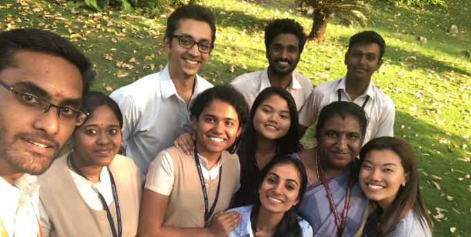Rosy, Hemanta, and Pemba with Amrita students. 