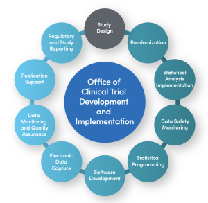 Circle diagram highlighting the services provide by OCTDI. 