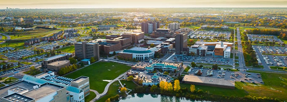 Aerial view of the University at Buffalo's North Campus. 