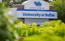 University at Buffalo sign at the Rensch Road entrance to the North Campus. 