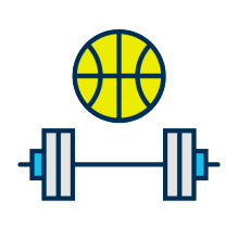 icon of basketball and barbell. 