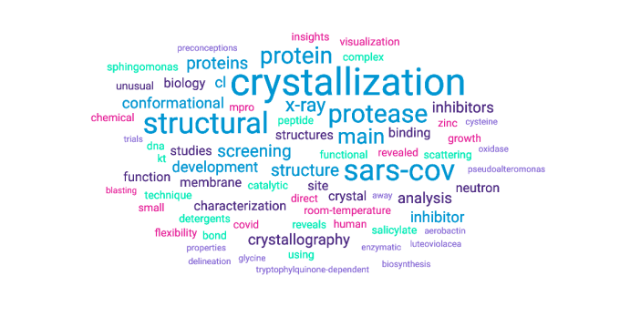 word cloud of keywords from publications. 