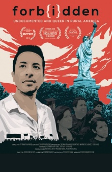 Film Poster for Forbidden. Image of a man with the statue of liberty in the background. 