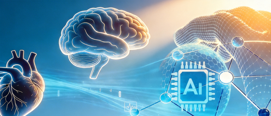 AI created image of brain and heart to represnt AI driven health solutions. 