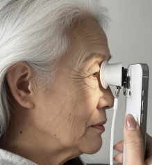 audiosight example - checking eyes of a mature patient. 