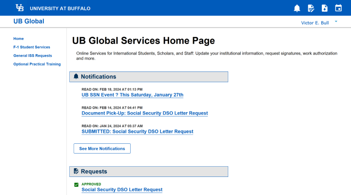 UB Global homepage. 