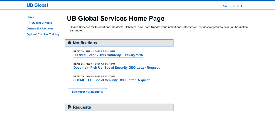 UB Global homepage. 