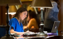 Student studying in the library. 