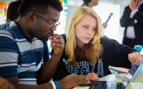 Students on a computer. 