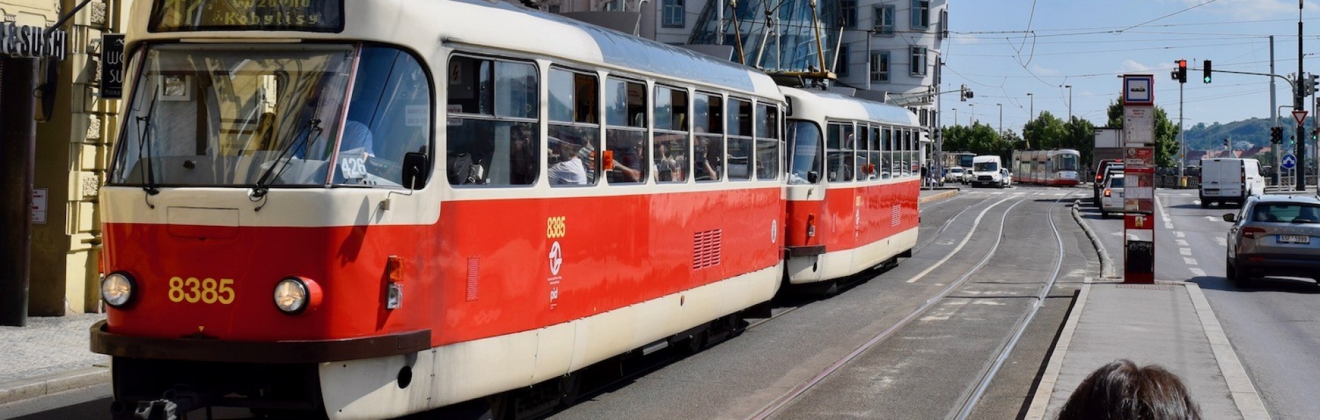 a streetcar in prague. 