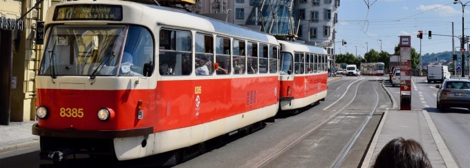 a streetcar in prague. 