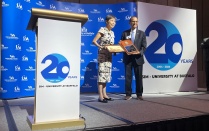 Chairman Euleen Goh and President Satish K. Tripathi at UB-SIM 20th Anniversary Dinner, July 2024. 