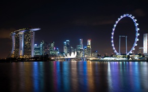 singapore night skyline. 