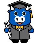 Lil Vic mascot in graduation regalia. 