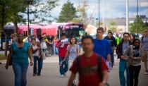 Students on campus. 
