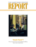 Cover of the Hastings Center Report journal. 
