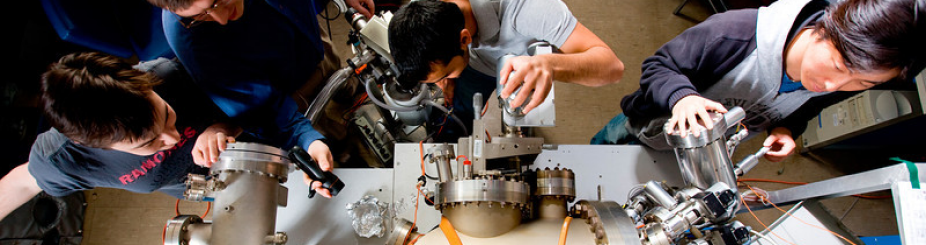 Students Researching in Laboratory for Spintronics Research in Semiconductors at Fronczak Hall on North Campus.