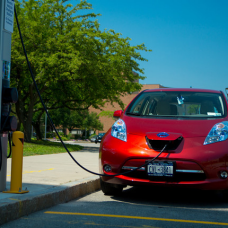 Electric vehicle charging station on UBs north campus. 