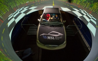 Car in motion simulator. 