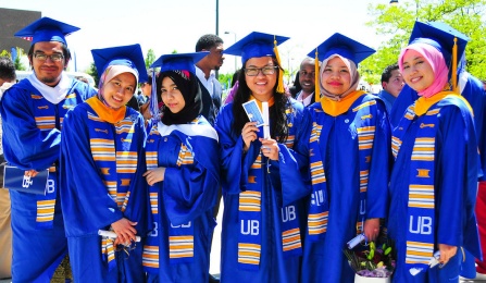group of international graduates at commencement. 