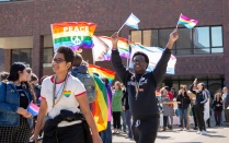 students at pride parade. 