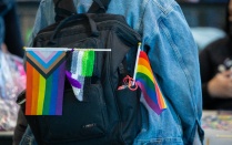backpack with rainbow flag. 