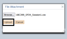 From the popup, browse to the location where you saved the .CSV file, and then select Upload. 