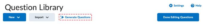 Question Library showing the Generate Questions button. 