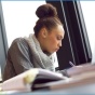 female student studying. 