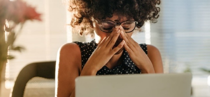 woman at laptop. 