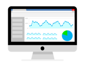 Computer screen with non-descript graphs. 