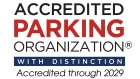 logo for Accreditation by the International Parking and Mobility Institute. 