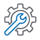 Engineering icon, gears and wrench. 
