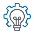 icon with light bulb and gear. 