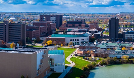 An aerial view of UB's North Campus. 