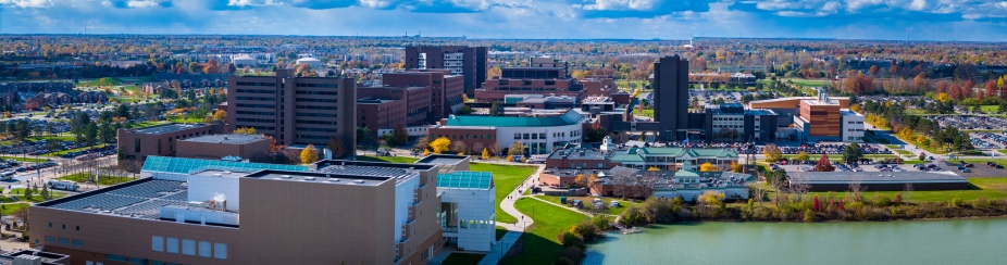 An aerial view of UB's North Campus. 