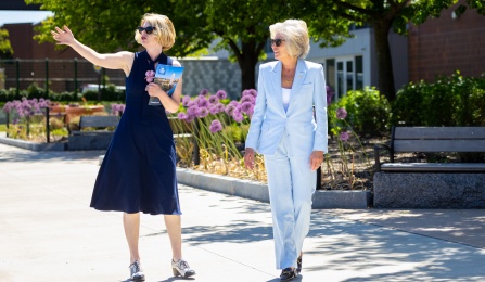 President Genco tours campus with Kelly Hayes McAlonie. 