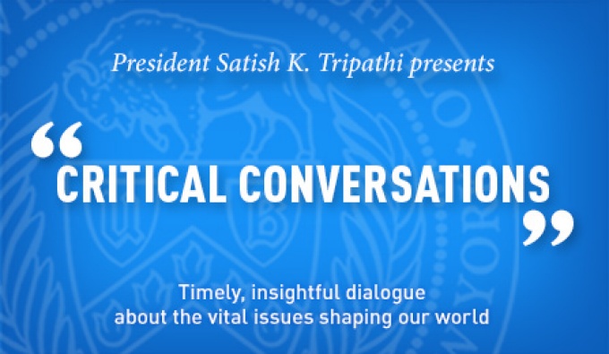 Graphic promoting 2014 Critical Conversations Keynote Speaker David Relman. 
