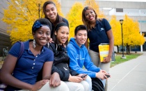 diverse group of public health students on the south campus. 