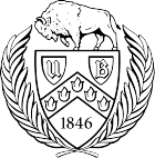 University at Buffalo crest, black and white. 
