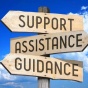 support, assistance, guidance. 