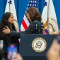 Vice President Kamala Harris with the student who introduced her. 