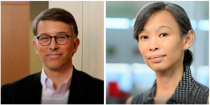 Portraits of Daniel Gewirth and Nanette Que. 