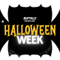 BUFFALO+RECREATION stacked lock-up above "HALLOWEEN WEEK" and all text looks like it's being bitten by vampire teeth. 