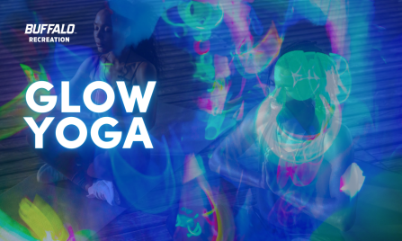 glow bracelets with trippy overlay of "GLOW YOGA". 