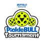 "BUFFALO RECREATION" stacked logo lock up above a graphic of three pickleballs above the words "PickleBULL Tournament". 