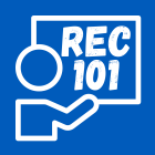 person icon pointing to a chalkboard icon with "REC101" on it. 