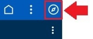 Arrow pointing to compass icon. 